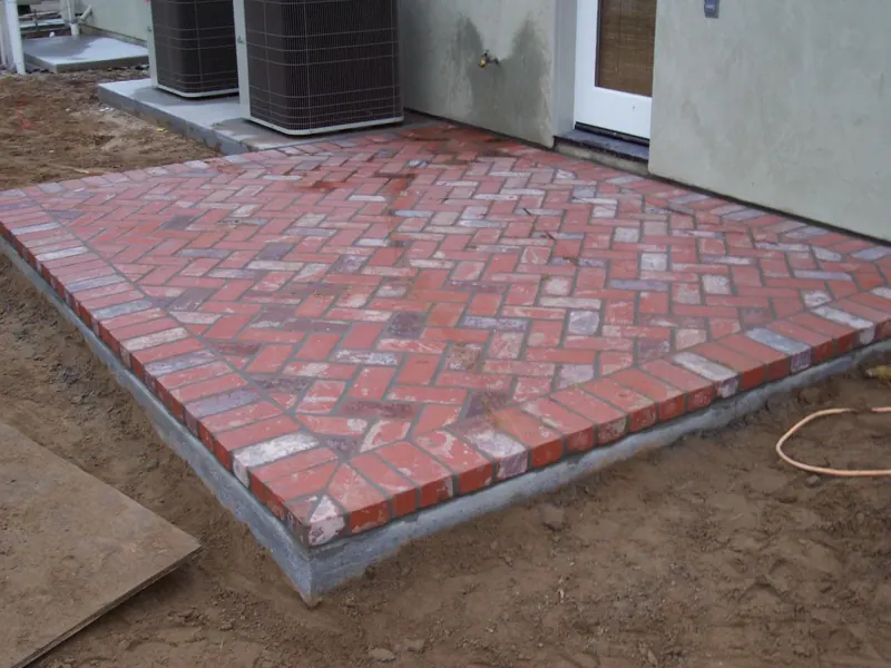 Herringbone brick paver patio by Brickhouse Masonry, Central Valley CA