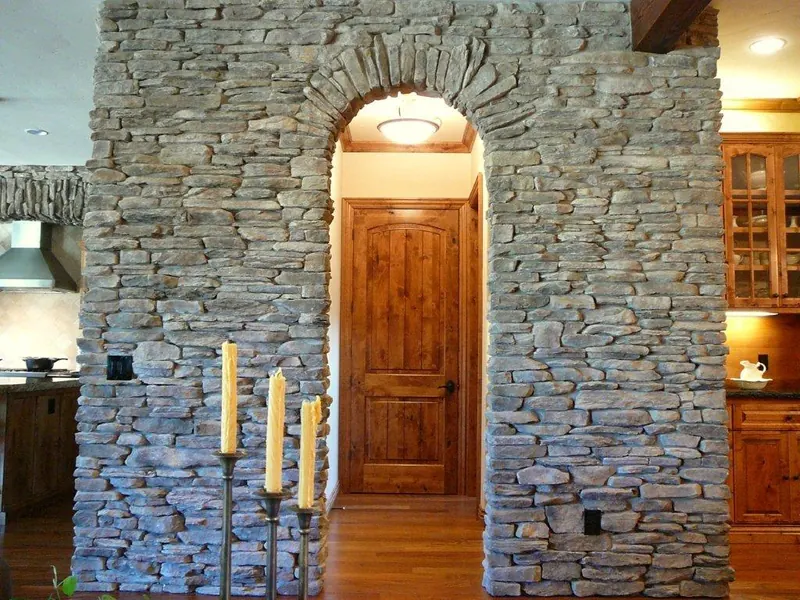 Stacked stone archway by Brickhouse Masonry, Central Valley CA