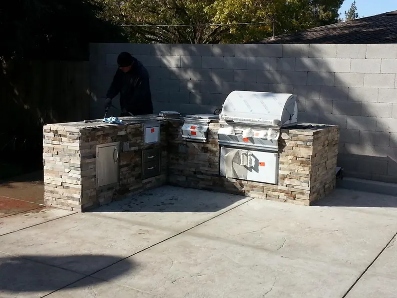 Stone BBQ island by Brickhouse Masonry, Central Valley CA